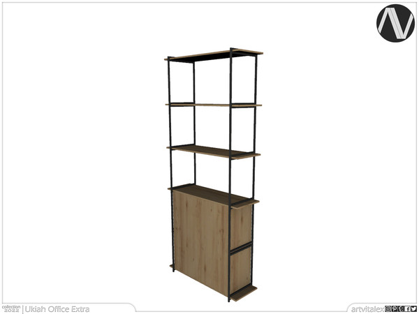 Sims 4 — Ukiah Four Tier Shelf With Tall Cabinet by ArtVitalex — Office And Study Room Collection | All rights reserved |