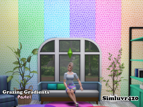 Sims 4 — Gradient Grazes Wallpaper - Pastel by Simluvr420 — Super fun and bright set coming in with 6 Neon colors.