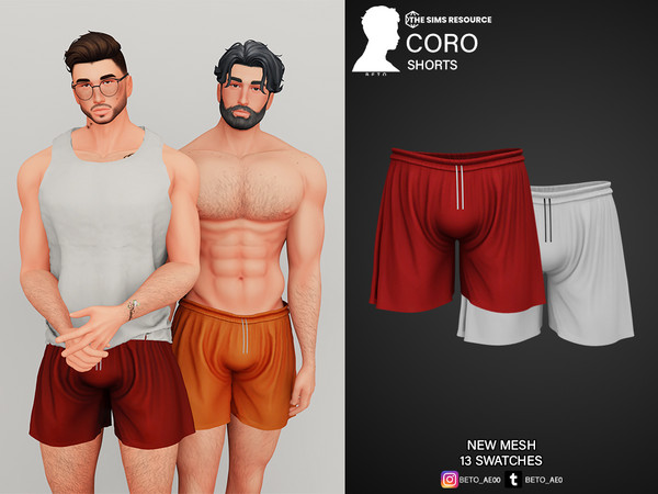 Sims 4 — Coro (Shorts) by Beto_ae0 — Beach shorts, hope you like them - 13 colors - New Mesh - All Lods - All maps