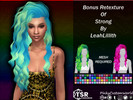 Sims 4 — Bonus Retexture of Strong hair by LeahLillith by PinkyCustomWorld — Medium long wavy alpha hairstyle with a