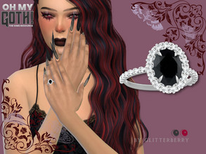 Sims 4 — Oh My Goth- Black Diamond Engagement Ring by Glitterberryfly — Oh My Goth Collab. A gothic engagement ring,