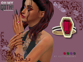 Sims 4 — Oh My Goth- Coffin Ring by Glitterberryfly — A ruby ring in a coffin shape.