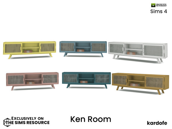Sims 4 — kardofe_Ken Room_TV cabinet by kardofe — TV cabinet, with grille doors, in six colour options