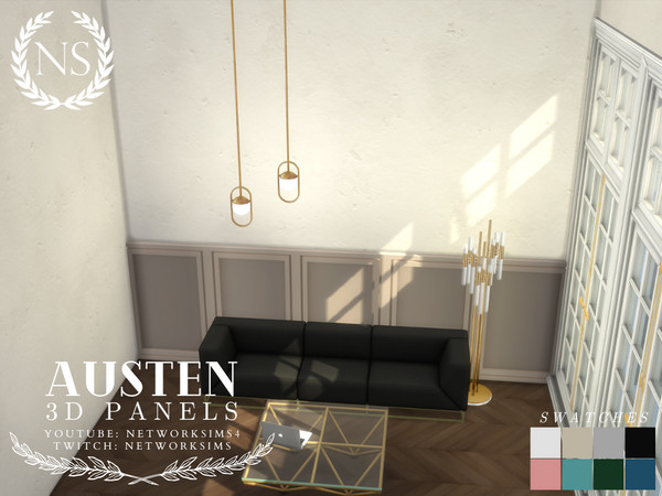Sims 4 — Austen Panelling - Style 1 Half Wall by networksims — Modern 3D wall panelling for half walls.