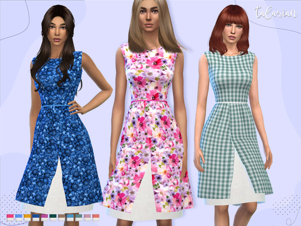 Sims 4 — Nova [Patterned dress] by talarian — Patterned dress with petticoat * New Mesh * 11 colors * Female, Teen-Elder