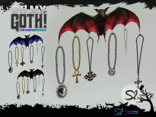 Sims 4 — Oh My Goth Decor and Accessories Necklaces bat Hanger by SIMcredible! — These are just decor, like all EA