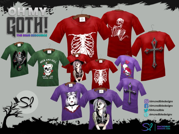 Sims 4 — Oh My Goth Decor and Accessories Cloth 5 T-shirt colors by SIMcredible! — These are just decor, like all EA