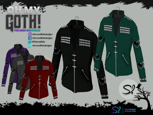 Sims 4 — Oh My Goth Decor and Accessories Cloth 2 Jacket by SIMcredible! — This is just decor, like all EA clutters. by