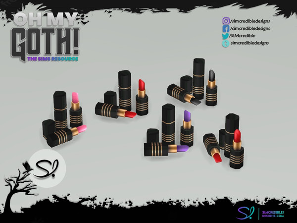 Sims 4 — Oh My Goth Decor and Accessories Lipsticks by SIMcredible! — This is just decor, like all EA clutters. by