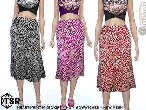 Sims 4 — Heart Print Midi Skirt by Harmonia — New Mesh All Lods 9 Swatches HQ Please do not use my textures. Please do