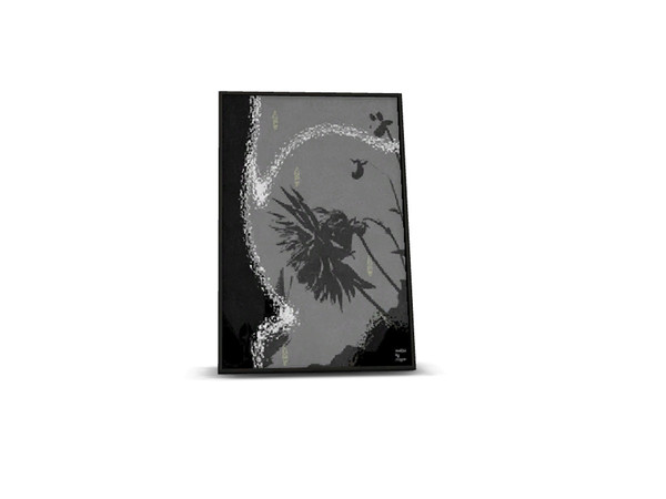 Sims 4 — ID Picture by Angela — Iris Dining leaning picture. Black and white with grey picture. Design by me.