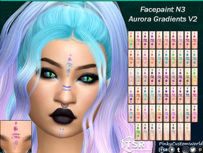 Sims 4 — Facepaint N3 - Aurora Gradients V2 (Set) by PinkyCustomWorld — Cybergoth inspired facepaint in several gradient