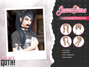 Sims 4 — Oh My Goth - Generated (Male Hairstyle) by JavaSims — -Male -T/YA/A/E -20+ Colors -New Mesh! -Hat Compatible!