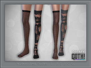 Sims 4 — Oh My Goth - Mismatched Socks. by Pipco — Mismatched socks in 3 colors. Base Game Compatible HQ Compatible
