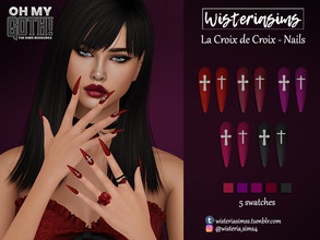 Sims 4 — Oh My Goth! - La Croix de Croix - Nails by WisteriaSims — **FOR WOMAN **NEW MESH *TEEN TO ELDER - Finger Nails