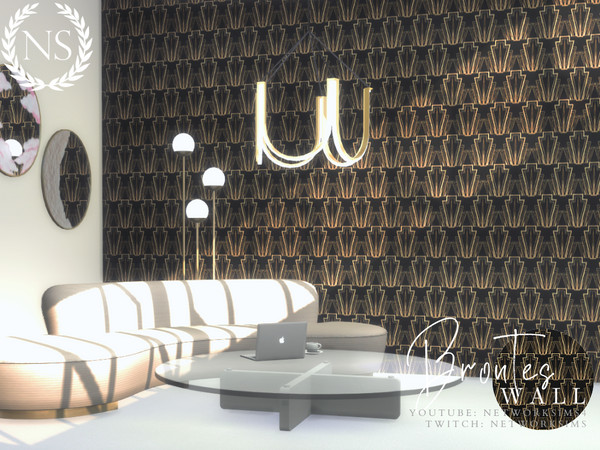 Sims 4 — Brontes Wallpaper by networksims — A black and gold art deco wallpaper.