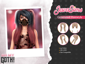 Sims 4 — Oh My Goth - Generated (Hairstyle) by JavaSims — -Female -T/YA/A/E -20+ Colors -New Mesh! -Hat Compatible!