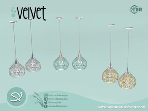Sims 4 — Velvet Ceiling Lamp by SIMcredible! — by SIMcredibledesigns.com available at TSR 3 colors variations