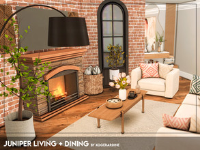 Sims 4 — Juniper Living + Dining (TSR only CC) by xogerardine — Cozy living room with dining space!