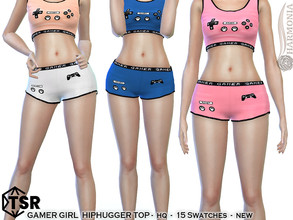 Sims 4 — Gamer Girl Hiphugger by Harmonia — New Mesh All Lods 15 Swatches HQ Please do not use my textures. Please do not