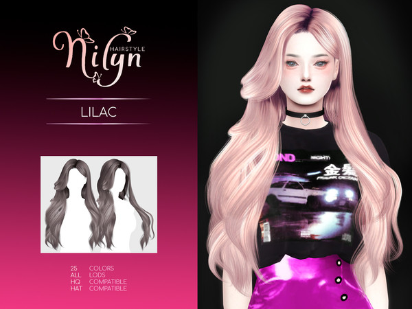 Sims 4 — LILAC HAIR - NEW MESH by Nilyn — Mesh by Nilyn 25 Swatches All LOD Compatible HQ Compatible HAT Compatible