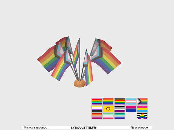 Sims 4 — Set for Pride - Mini flags by Syboubou — Mini flags with many different choices !