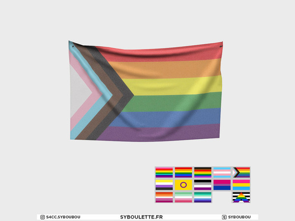 Sims 4 — Set for Pride - Wall flag by Syboubou — Fabric wall flag with many different LGBTQ choices