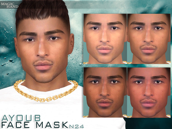 Sims 4 — [Patreon] Ayoub Face Mask N24 by MagicHand — North African face in 5 skin color variations - HQ Compatible.