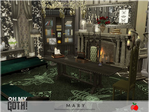 Sims 4 — Oh My Goth - Mary study by melapples — a sophisticated study room for your goth sims. enjoy! 8x9 $ 43036 tall