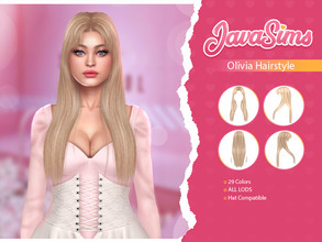 Sims 4 — Olivia (Hairstyle) by JavaSims — -Female -T/YA/A/E -20+ Colors -New Mesh! -Hat Compatible! -Custom Thumbnail