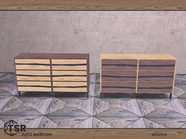 Sims 4 — Juku Bedroom. Dresser, v1 by soloriya — Wooden dresser. Part of Juku Bedroom set. 2 color variations. Category: