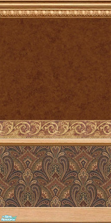 Sims 2 — Paisley Tapestry 3 - Light Wood by lwilfong — Paisley Tapestry with burgundy paint effects and scroll border.