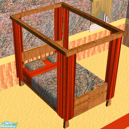 Sims 2 — Texture 23 Bedroom - Bed by jennikj — Recolor of Dgandy's Harrison Bed...note that the bed "curtains"