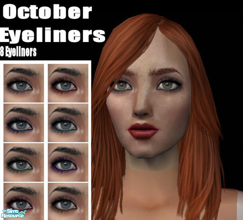 Sims 2 — October Eyeliners by BlackRose91 — Eight detailed eyeliners for you and your sims to enjoy. These look very nice