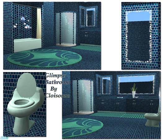 Sims 2 — Glimpse Bathroom by Cloisonne — Mosaic built in effect Bathroom.
