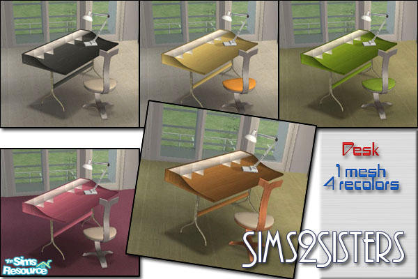Sims 2 — S2S Desk by sims2sisters — 1 mesh, 4 recolors