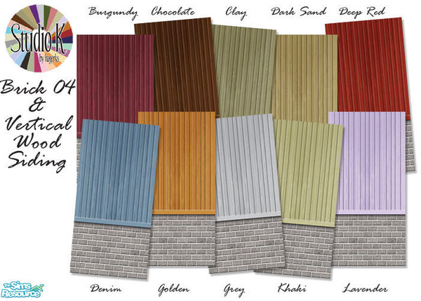 Sims 2 — Studio K Brick 04 & VWS Series 01 by StudioKhagerks — 1-10 of 20 colors of the Brick 04 & Vertical Wood