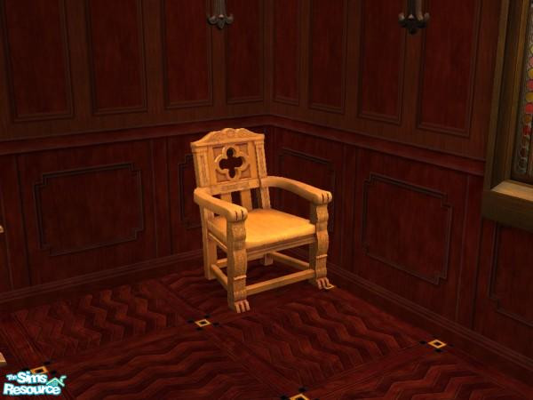 Sims 2 — Medevial Armchair Light Wood - In by oldmember_zolie — This is a recolor of the Maxis Medieval Armchair, in