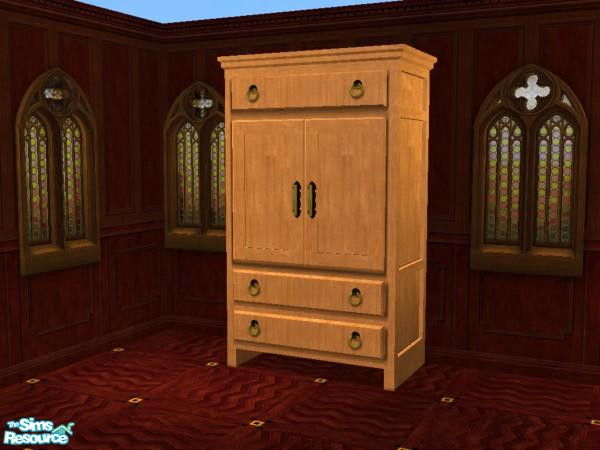 Sims 2 — Medevial Dresser Light Wood Recolor - In by oldmember_zolie — This is a recolor of a Maxis Dresser, in light
