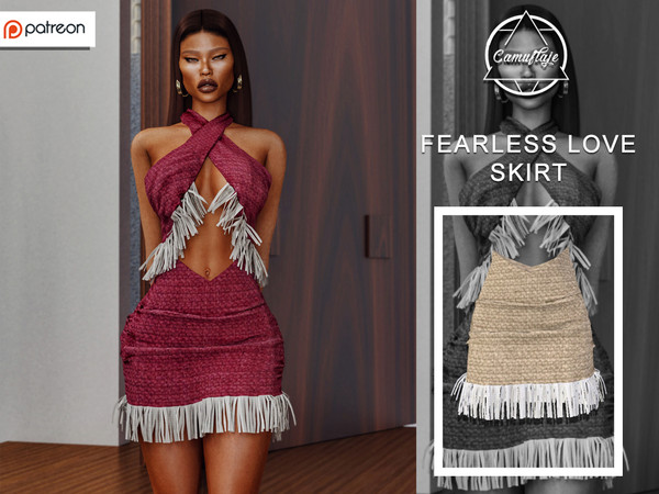 Sims 4 — [PATREON] Fearless Love Set - Skirt *Early Access* by Camuflaje — * New mesh * Compatible with the base game *