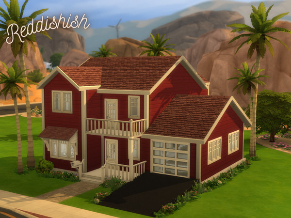 Sims 4 — Reddishish by iaslexia — A pretty red cozy home for 2 adults and a toddler! 2 in 1 kitchen and livingroom. 2