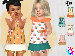 Sims 4 — Sprouts Ruffle Dress - Needs SP Toddler by Pelineldis — Six cute ruffled dresses with sproutes print in earth