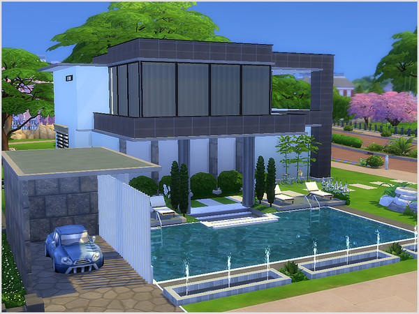 Sims 4 — Crescent by ayasis — Party Size: 30x30 You can throw a fun-filled party in the pool of your house. Your Sims can