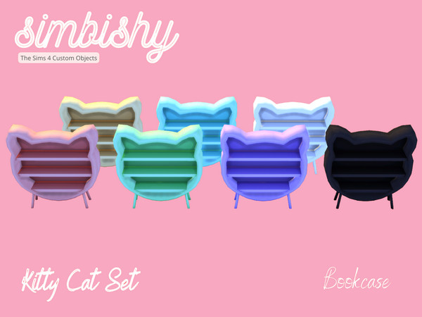 Sims 4 — Kitty Cat Bookcase by simbishy — Meow meow! Bookcase in the shape of a cat face.