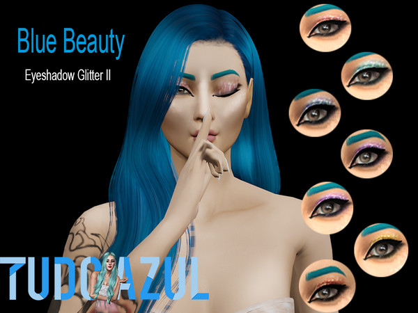 Sims 4 — Eyeshadow Glitter II by tudo_azul — 7 colors available. prohibited to re-post recolors only with permission