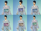 Sims 4 — Japanese Kimono Fish Scale pattern by AylishOConaill — Japanese Kimono with Fish Scale pattern in 12 colours