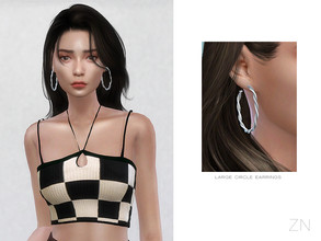 Sims 4 — LARGE CIRCLE EARRINGS by ZNsims — The design details of this accessory are: large circle, spiral. 5 colors.