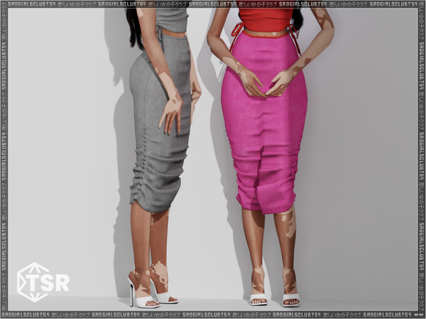 Sims 4 — SDG | side drawstring midi skirt by sadgirlsclub — / TSR exclusive / new mesh made by me / 12 swatches / all