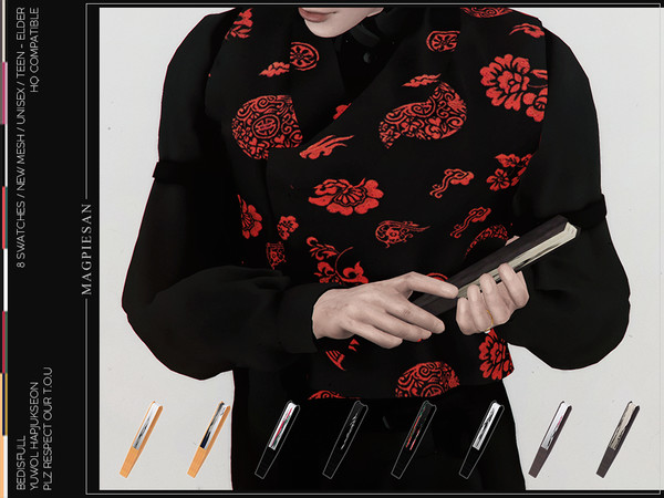 Sims 4 — [Patreon] Hapjukseon folded ver. by magpiesan — Hapjukseon is a type of traditional folding fan of Korea You can