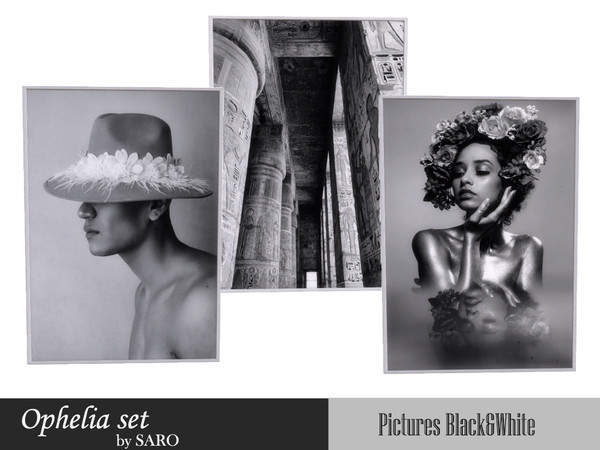Sims 4 — Ophelia Wall picture by SSR99 — Wallpictures, comes in 8 different pictures all black&white.